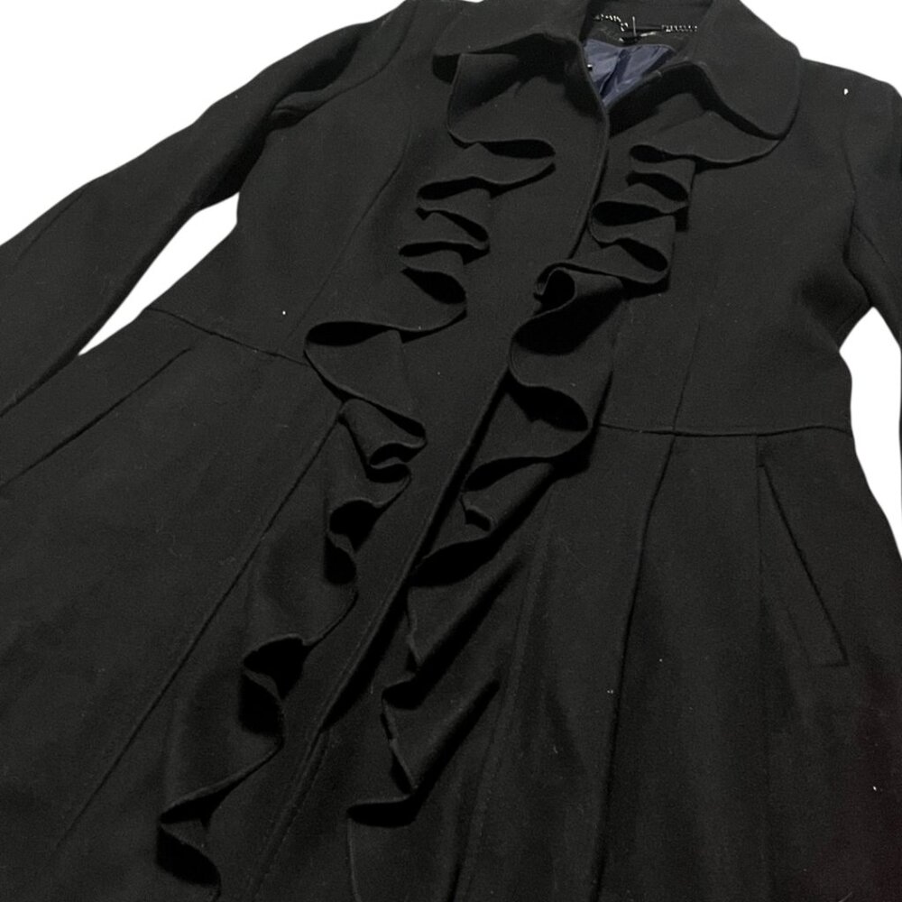 Double Ruffle Pleated Pea Coat - Picture 4 of 15